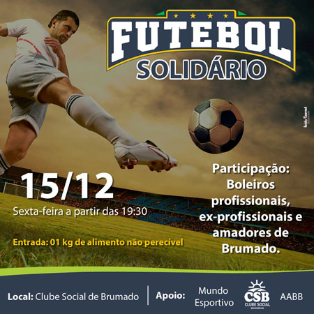 Nesta sexta (15) será realizado no Campo Society do Clube Social de Brumado o 'Futebol Solidário'