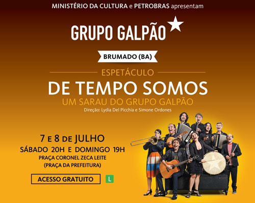 Pela primeira vez em Brumado, Grupo Galpão de Teatro faz apresentações gratuitas na Praça da Prefeitura 