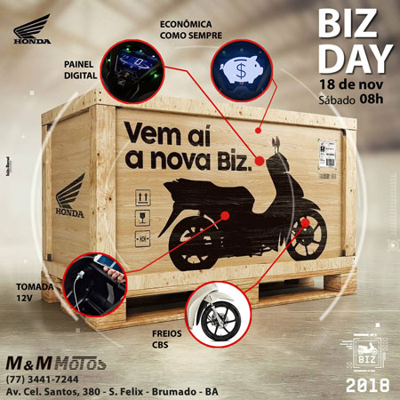 Brumado: neste sábado (18) a M & M Motos lança a nova Honda Biz
