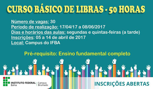 IFBA Campus Brumado abre inscrições para o Curso de Libras