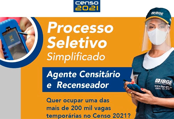 IBGE tem inscrições abertas para o Processo Seletivo do Censo 2021