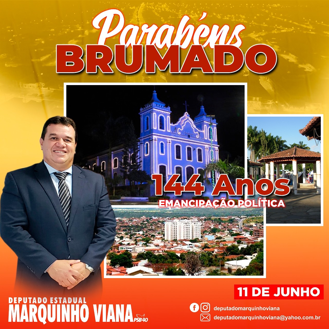 Deputado Marquinho Viana parabeniza Brumado pelos 144 anos