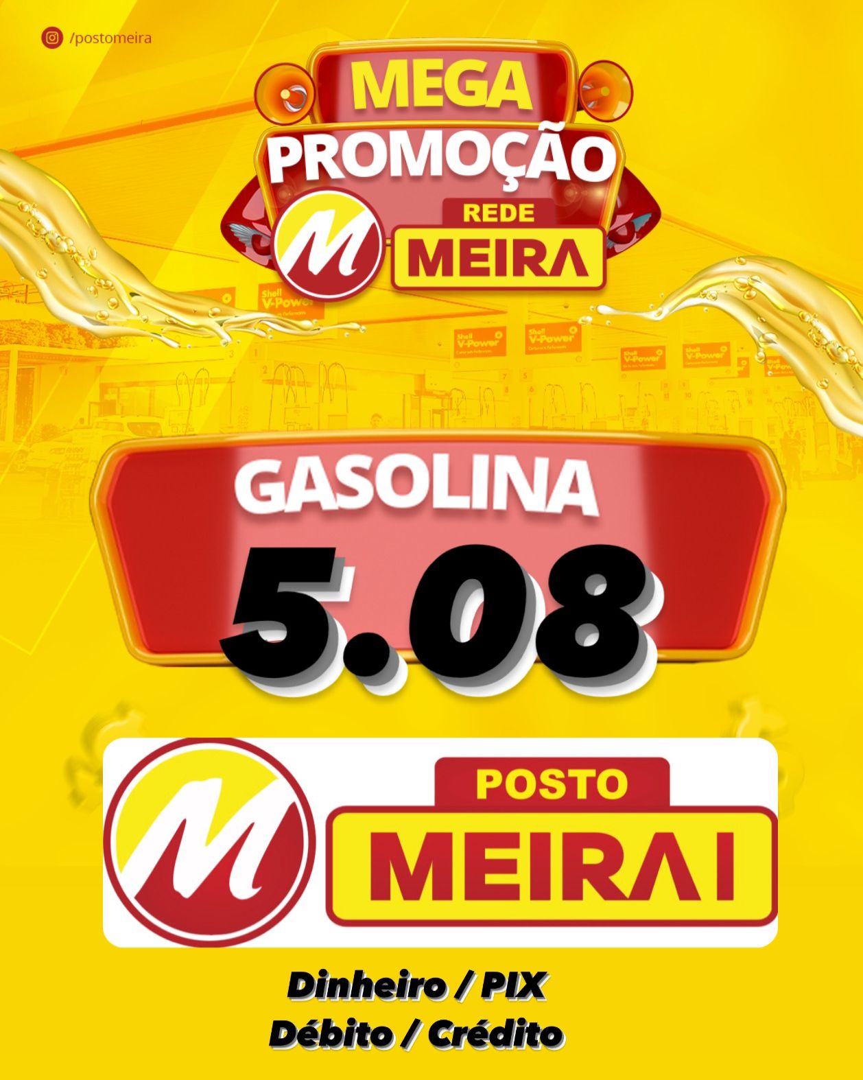 Promoção de gasolina no Posto Meira I