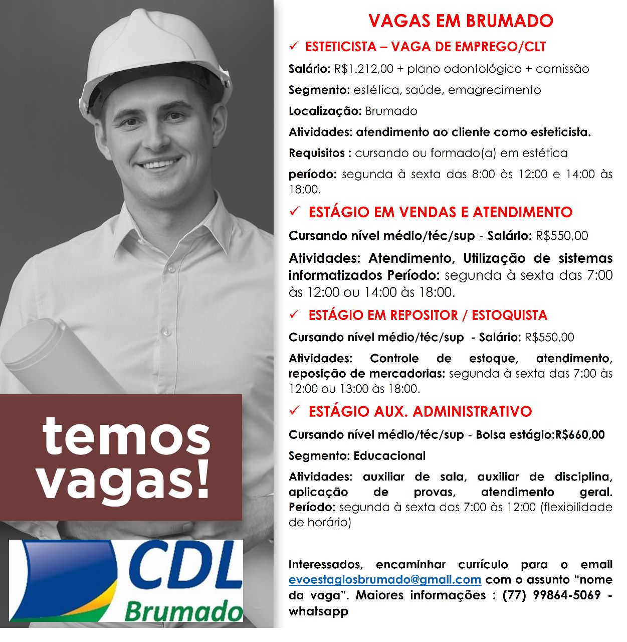 Brumado: Confira as vagas de emprego