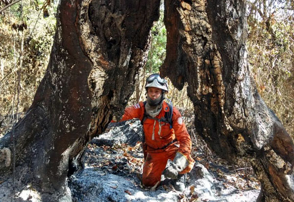 Bombeiros  realizam etapa final de combate a incêndio florestal em Rio de Contas; ainda há pequenos riscos de propagação