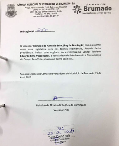 Brumado: vereador Rey de Domingão conquista patrolamento e nivelamento do campo Bela Vista, no bairro São Félix
