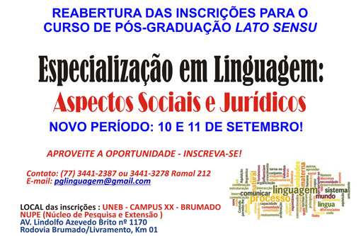 UNEB: Especialização em linguagem no aspecto social e jurídico reabre inscrições