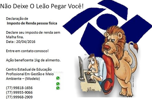 Brumado: estudantes do Técnico em Contabilidade do CEEP atenderão ao público para declaração de IR Pessoa Física