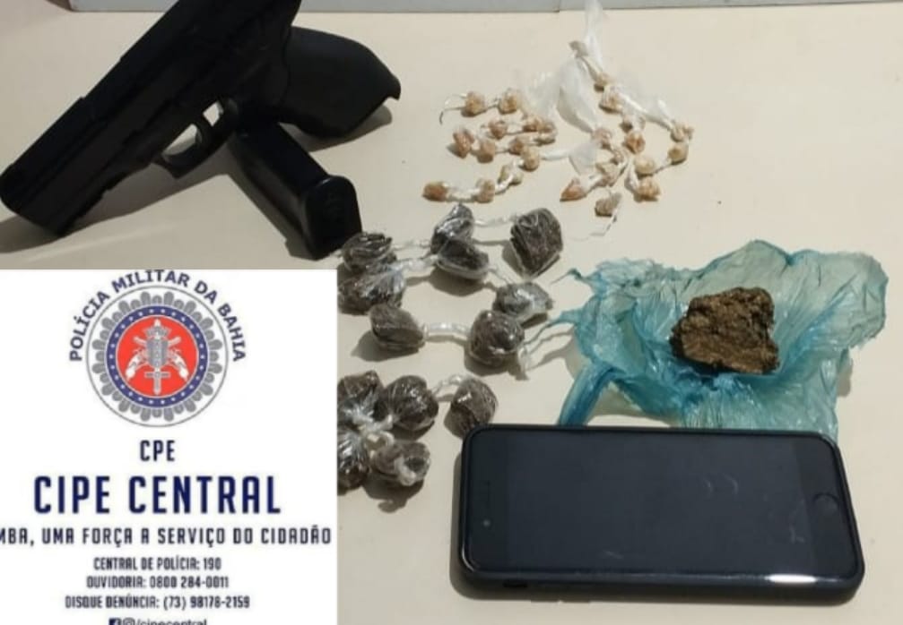 PM apreende homem com drogas e simulacro em Iramaia