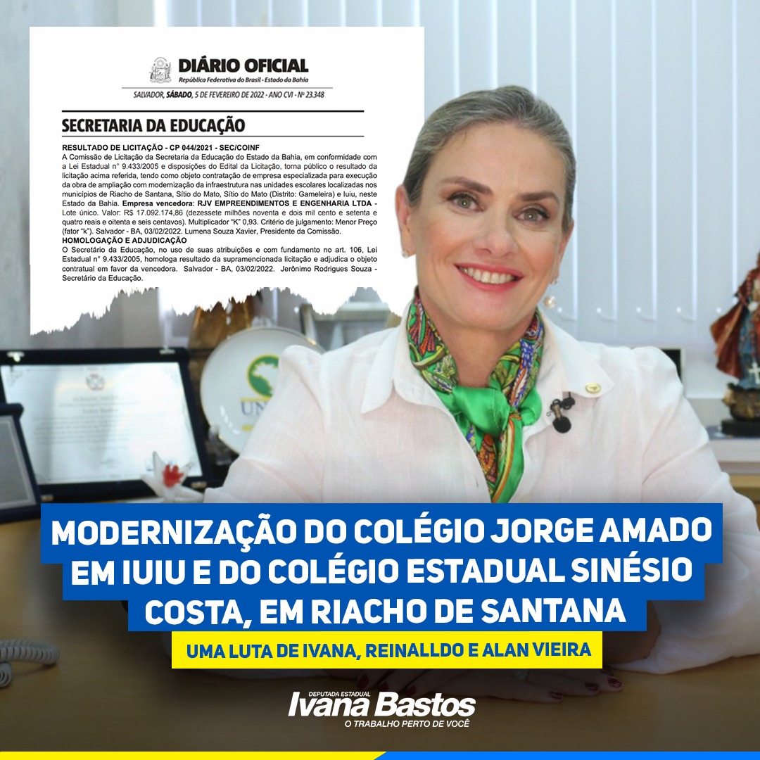Homologada a licitação para reforma de escolas em Iuiu e Riacho de Santana