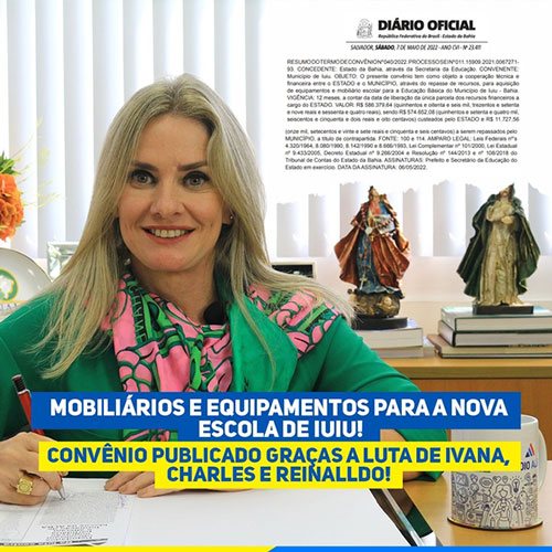 Publicado convênio para aquisição de investimentos para nova escola em Iuiu  