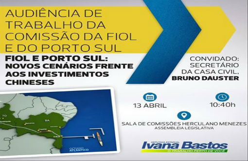 Audiência de trabalho na Assembleia Legislativa debaterá novas perspectivas para obras da Fiol e do Porto Sul  