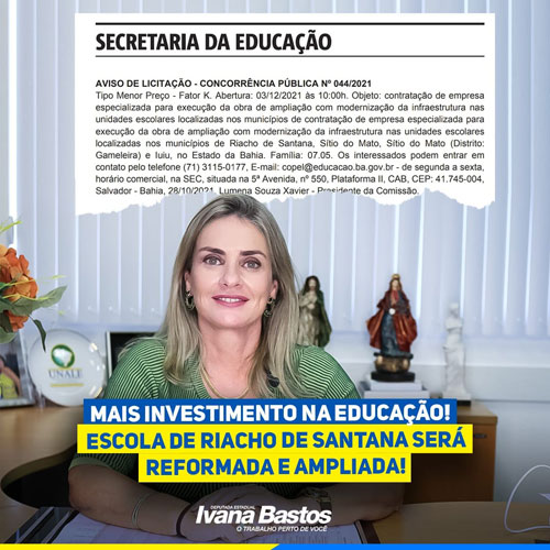 Ivana Bastos e Alan Vieira conquistam reforma de colégio em Riacho de Santana