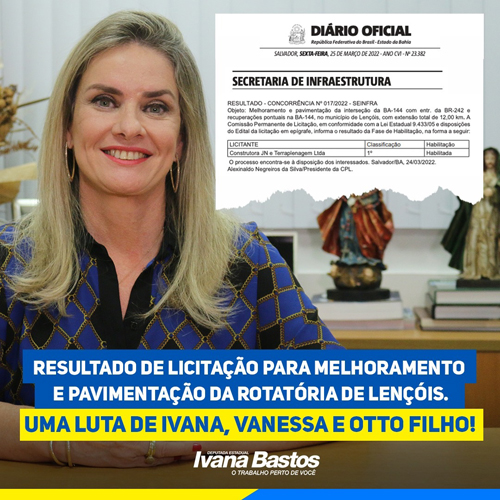 Finalizada a licitação para construção de rotatória e melhoramento da BA 144 em Lençóis