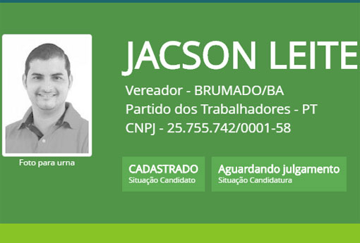 Eleições 2016: Justiça Eleitoral diz que Jacson Leite, da coligação 'Avançando com a força do povo', não está filiado a nenhum partido