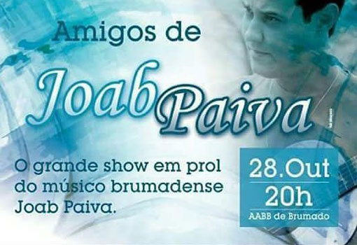 Neste sábado (28) artistas brumadenses fazem show beneficente em prol do tratamento do cantor Joab Paiva