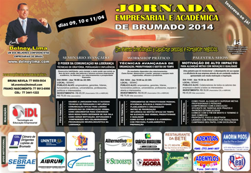 Será realizada em Brumado de 09 a 11 de abril a Jornada Empresarial e Acadêmica