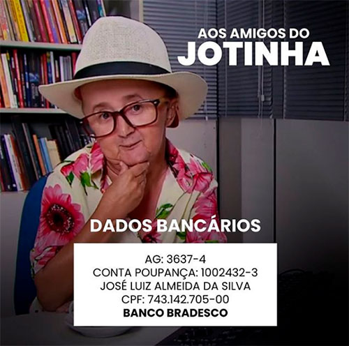 Família de Jotinha pede doações para manter o artista na UTI de hospital particular
