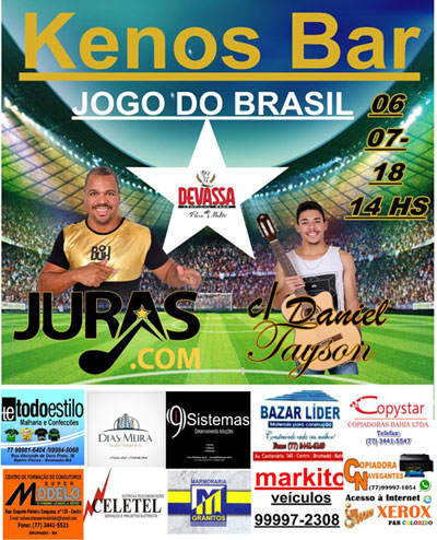 Kenos Bar: venha assistir ao jogo da Seleção Brasileira com show de Juras.com e Daniel Tayson