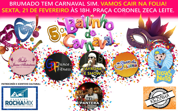 Brumado: nesta sexta (21) tem Carnaval na praça com o 5º Bailinho de Carnaval Infantil