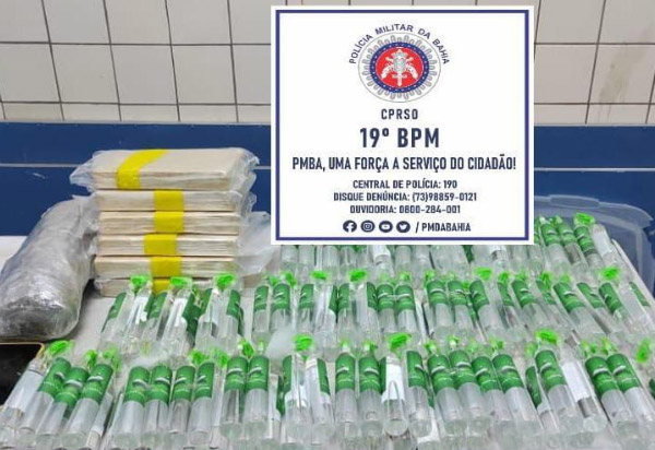 Jequié: Tabletes de pasta base de cocaína e lança-perfume apreendidos