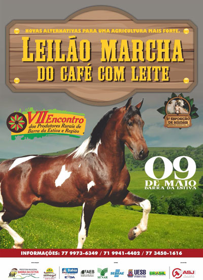 Barra da Estiva: Dia 09 de maio acontece o 4º leilão 'Marcha Café com Leite'