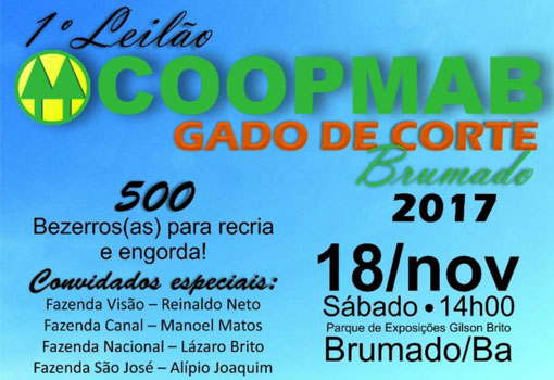 Brumado: neste sábado (18) tem o 1º Leilão COOPMAB Gado de Corte