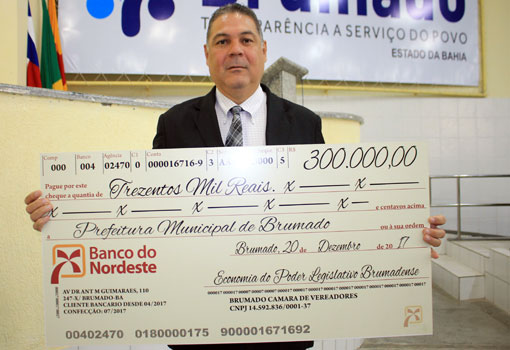 Câmara de Vereadores de Brumado devolve ao município R$ 300 mil