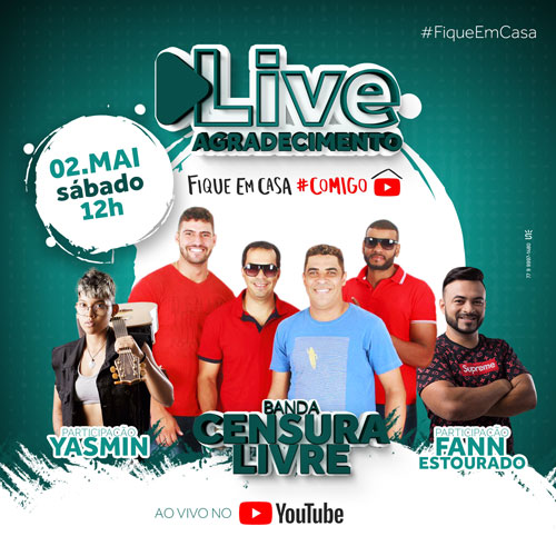 Banda Censura Livre realizará Live no Youtube para agradecer as mais de 15 toneladas de alimentos arrecadadas