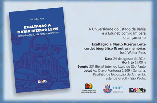 José Walter lançará livro na 23ª Bienal Internacional do livro de São Paulo