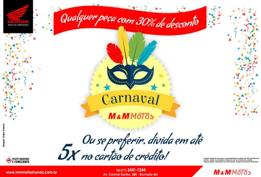 M & M Motos: garanta a peça para sua moto com 30% de desconto