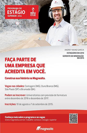 Brumado: Magnesita está com inscrições abertas para Programa de Estágio Superior
