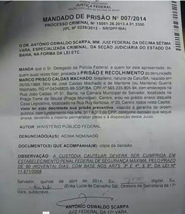 Bahia: Marco Prisco foi preso pela Polícia Federal