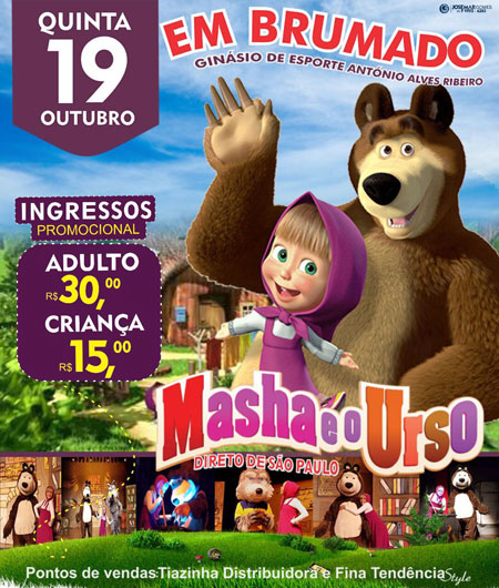 Brumado: nesta quinta (19) tem o musical 'Masha e o Urso'