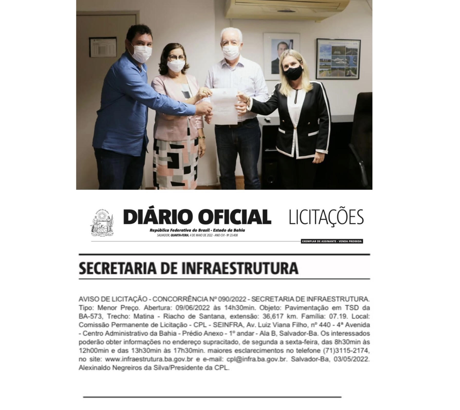 Vem aí o asfalto da estrada de Matina a Riacho de Santana: uma luta de Ivana, Charles, Olga e Alan
