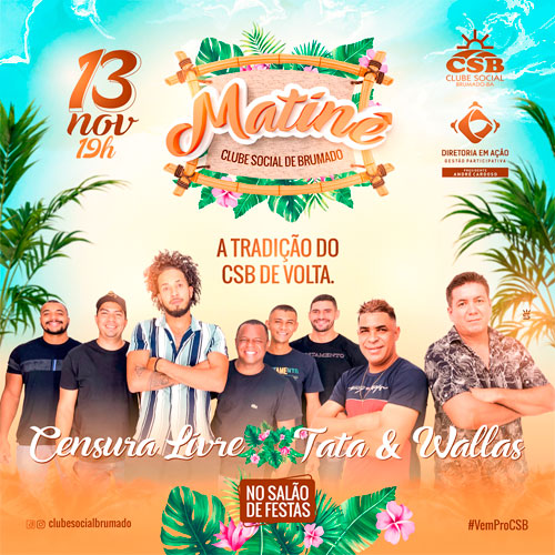 Neste sábado (13) tem a Matinê do Clube Social de Brumado