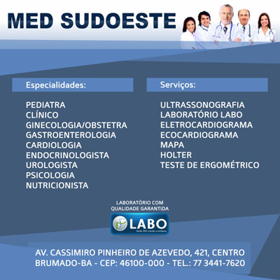  Brumado: Confira as especialidades médicas e serviços de diagnóstico da Clínica MED Sudoeste