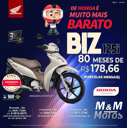 M & M Motos:  confira o preço imperdível  para Honda Biz 125i