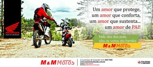 M & M Motos homenageia os pais pelo seu dia 