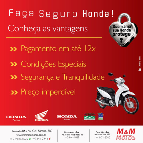 M & M Motos: faça seguro Honda 
