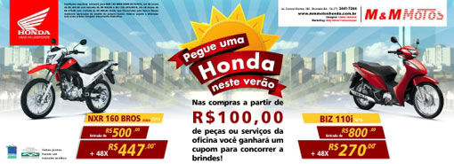 M & M Motos: pegue uma Honda neste verão!