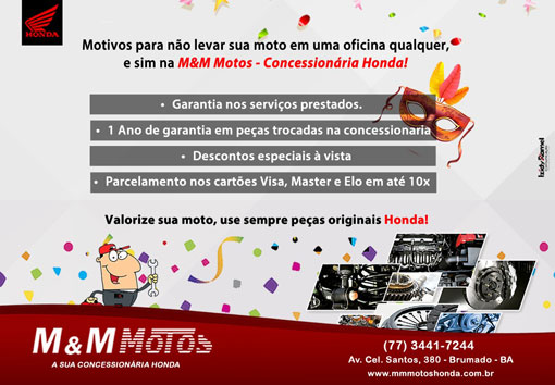 M & M Motos: valorize sua moto Honda, use sempre peças originais