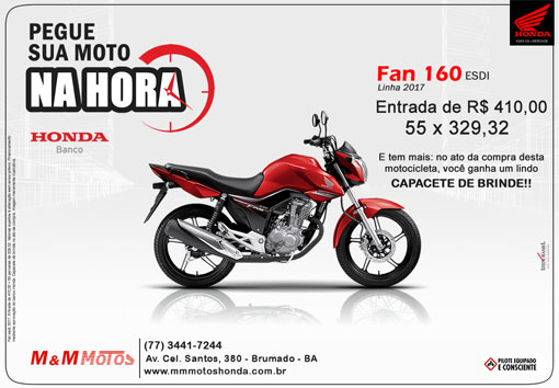 M & M Motos: aproveite o preço imperdível e saia da loja com sua Honda Fan 160 ESDI