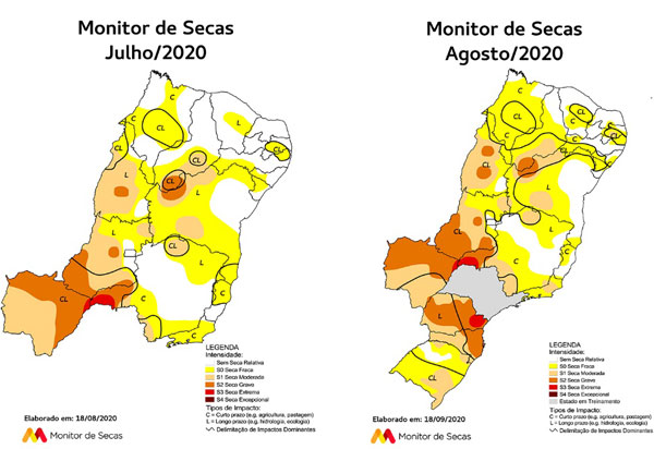 Monitor de Secas registra menor área com seca na Bahia desde agosto de 2015