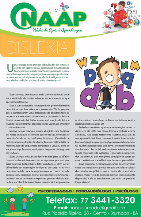 Núcleo de Apoio à aprendizagem - Dislexia