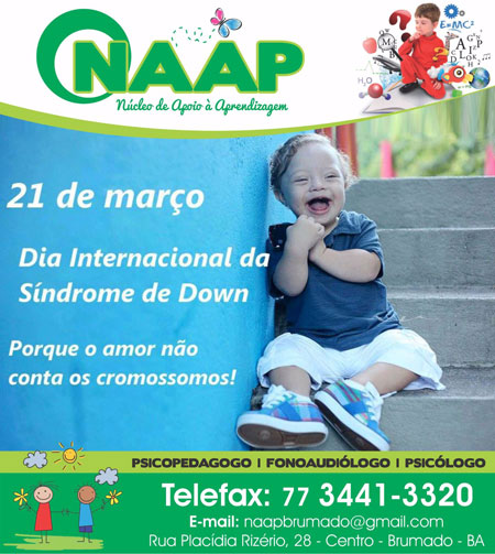 21 de março Dia Internacional da Síndrome de Down - Homenagem do NAAP