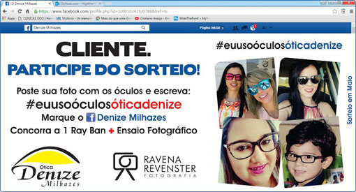 Ótica Denize Milhazes: Poste foto com os óculos da ótica e participe de sorteio