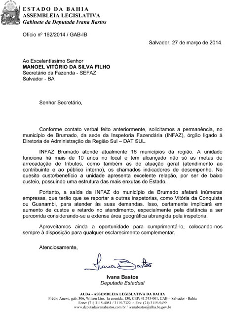 Inspetoria da Fazenda permanecerá em Brumado, afirma Ivana Bastos