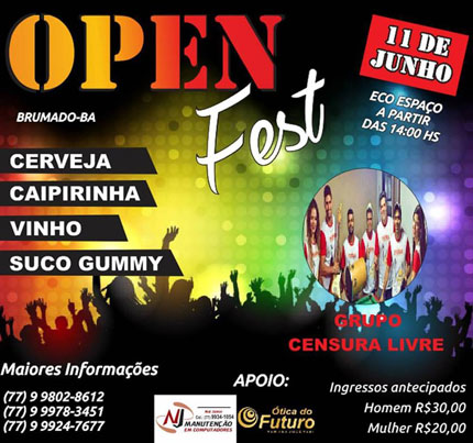 Brumado: Neste sábado (11) tem Open Fest
