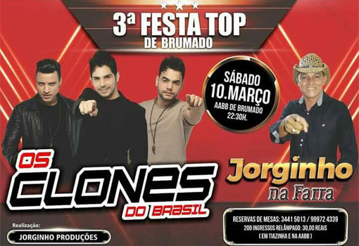 Brumado: neste sábado (10) tem a 3ª Festa Top na AABB